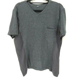 Lululemon Mens Size M Athletic Gym Running V-Neck Short Sleeves Gray T-Shirt Top